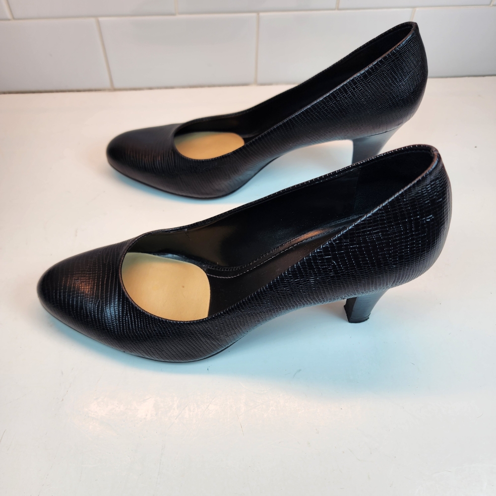 Alex Marie Classic Black Snakeskin Textured Heels Size 7.5 - Picture 7 of 10